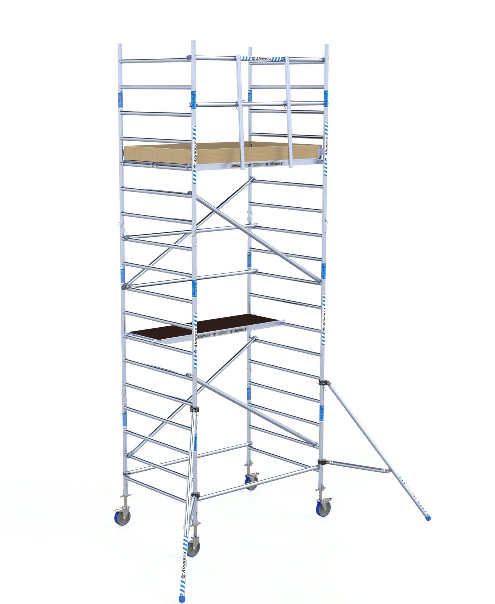 Rolsteiger Alumexx Light Schoren - L190xB135cm - 6.20m werkhoogte - Houten platformen