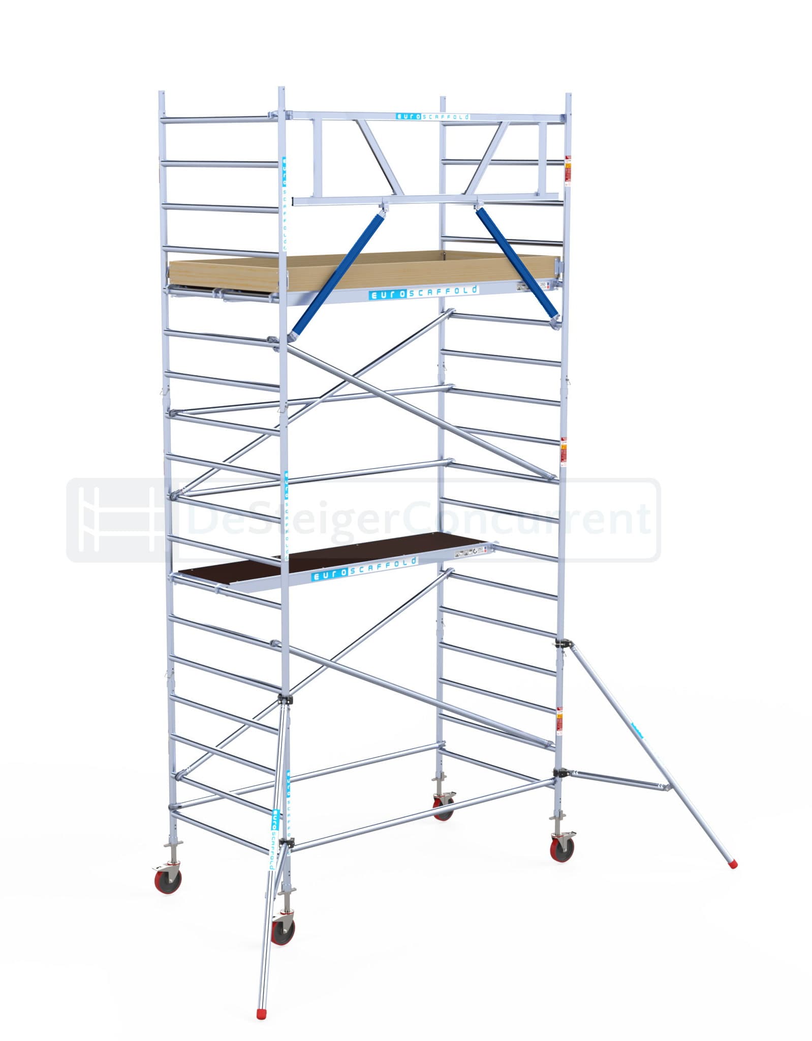 Euroscaffold Rolsteiger Basic Schoren - L190xB135 - 6.20m werkhoogte - Houten platformen