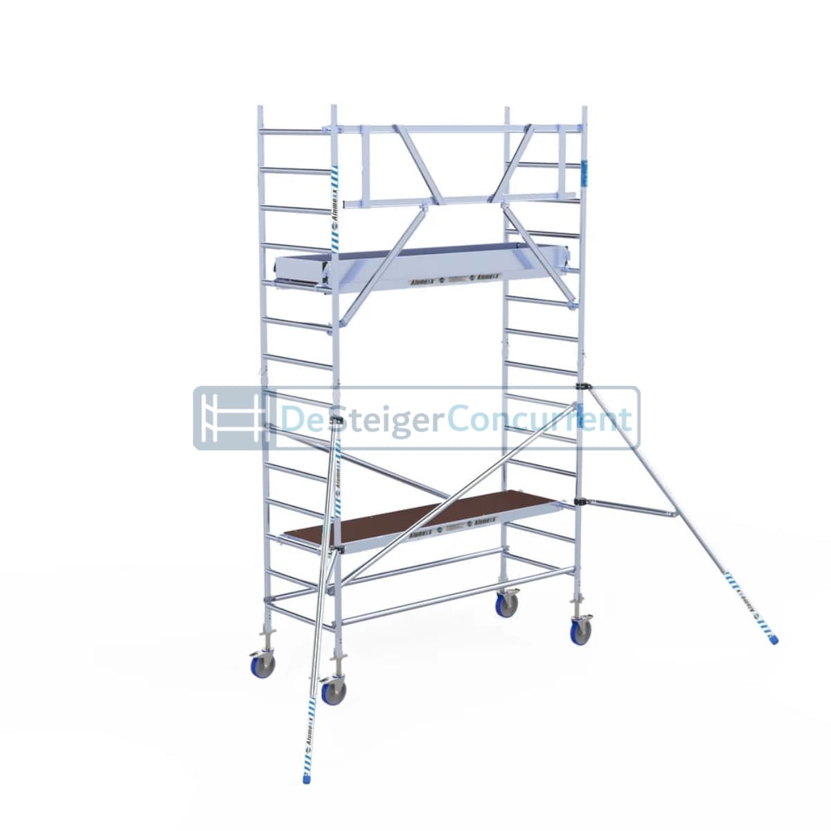 Alumexx Rolsteiger AGS-PRO - L190xB90cm - 5.20m werkhoogte - Gebruik tegen de gevel - Houten platformen