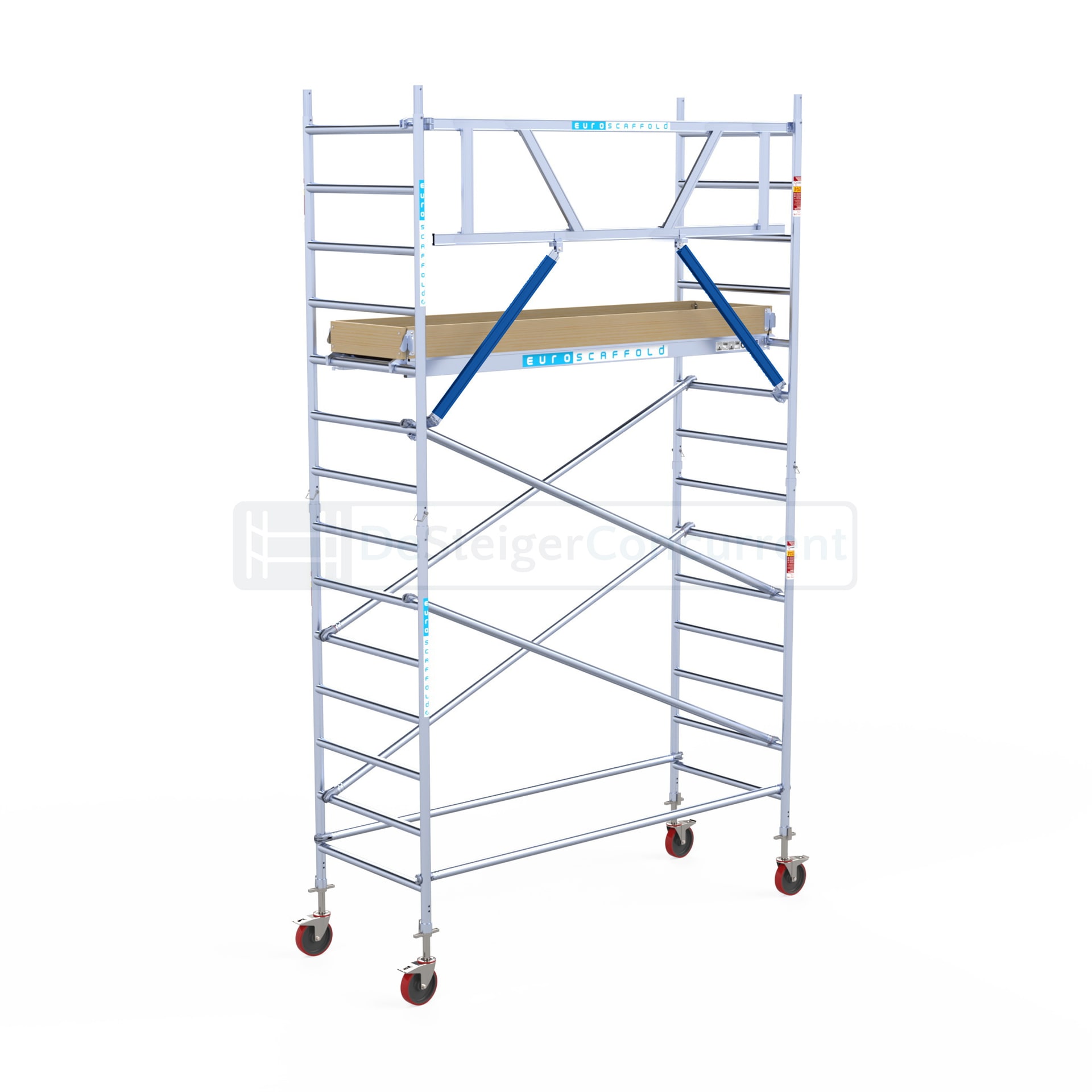 Euroscaffold Rolsteiger Basic - Schoren - L250xB90cm - 5.20m werkhoogte - Houten platformen